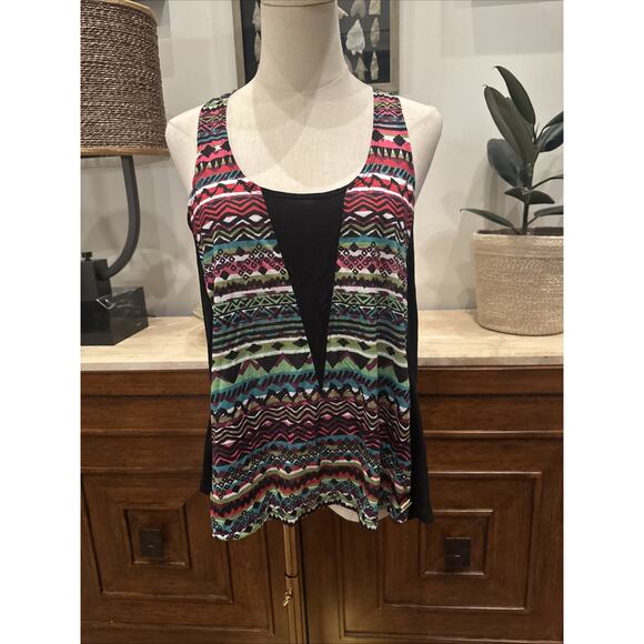 New Stussy Tank Top Womens Medium Black Colorful Beach Skate Rare Racerback - Picture 1 of 6